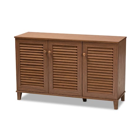 Coolidge Walnut Finished 8-Shelf Wood Shoe Storage Cabinet